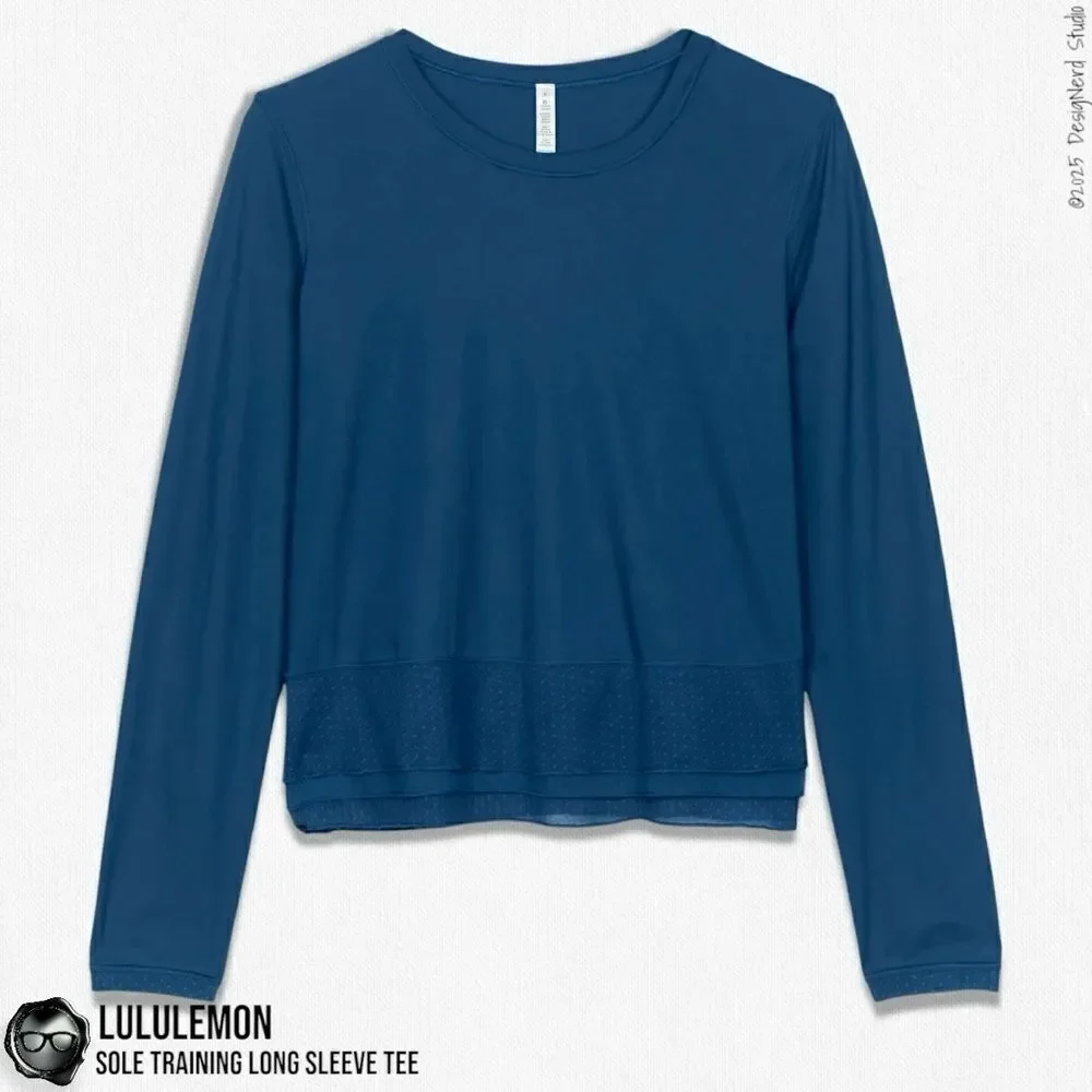 LULULEMON SOLE TRAINING LONG SLEEVE SHIRT IN POSEIDON TEAL SIZE 8 UV PROTECTION